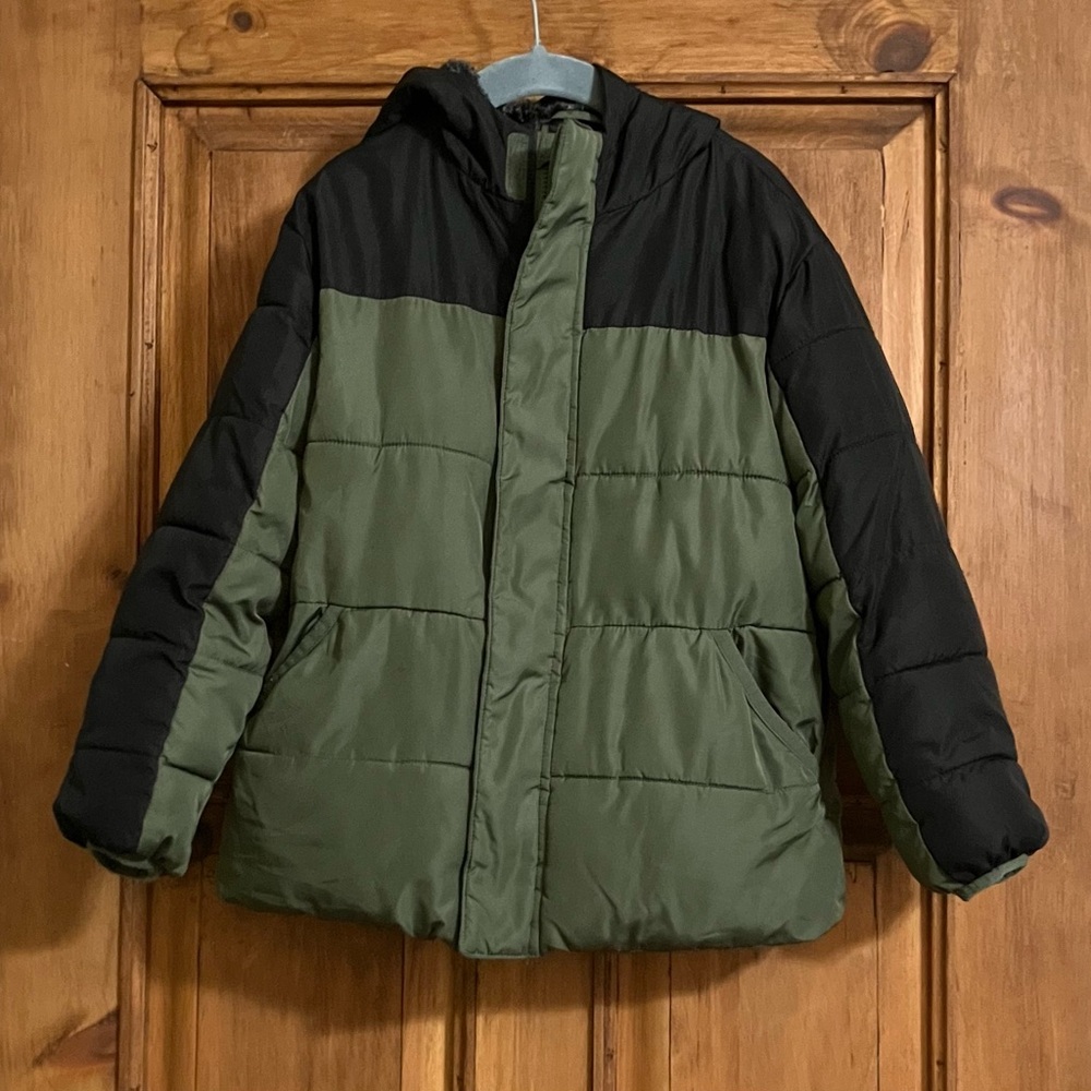 Toddler Olive and Black Puffer Jacket